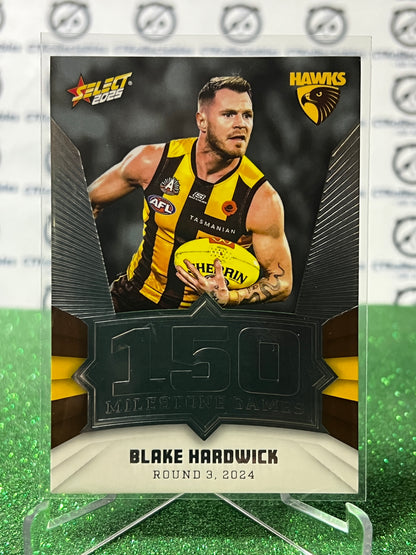 2025 AFL SELECT FOOTY STARS BLAKE HARDWICK # MG56 MILESTONE HAWTHORN HAWKS CARD