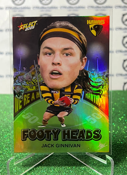 2025 AFL SELECT FOOTY STARS JACK GINNIVAN # FH56 FOOTY HEADS HAWTHORN HAWKS CARD