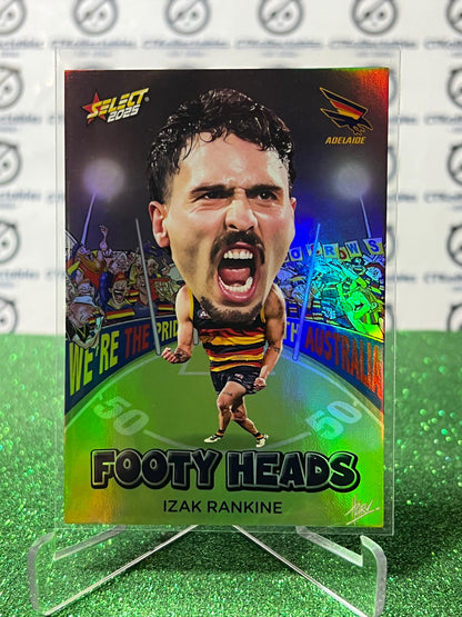 2025 AFL SELECT FOOTY STARS IZAK RANKINE # FH5 FOOTY HEADS ADELAIDE CROWS CARD