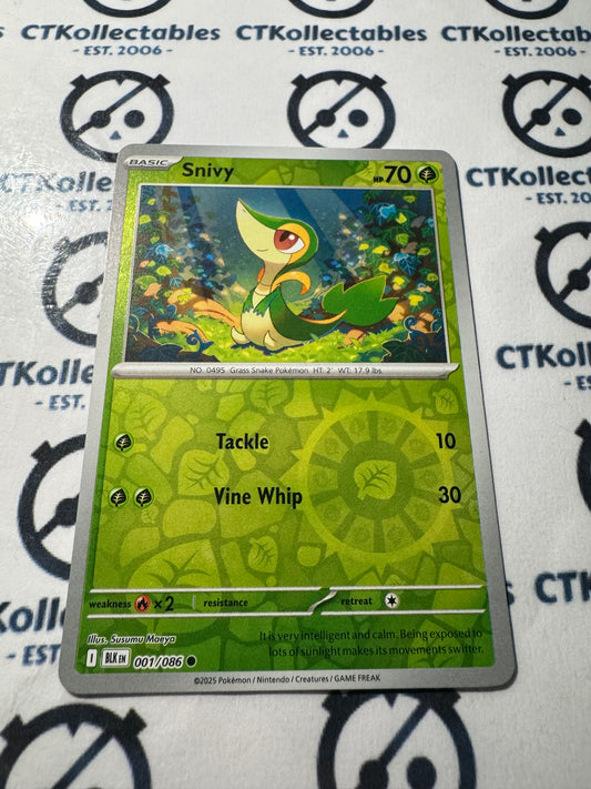 Snivy Reverse Holo Scarlet & Violet Black Bolt #001/086 Pokemon