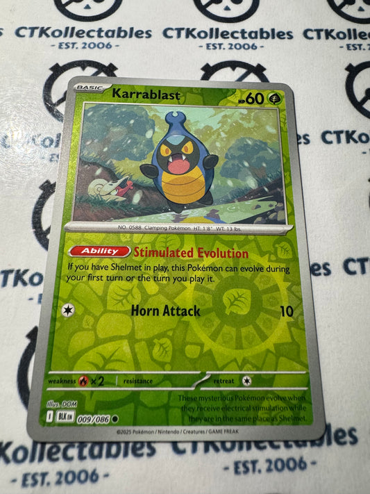 Karrablast Reverse Holo Scarlet & Violet Black Bolt #009/086 Pokemon