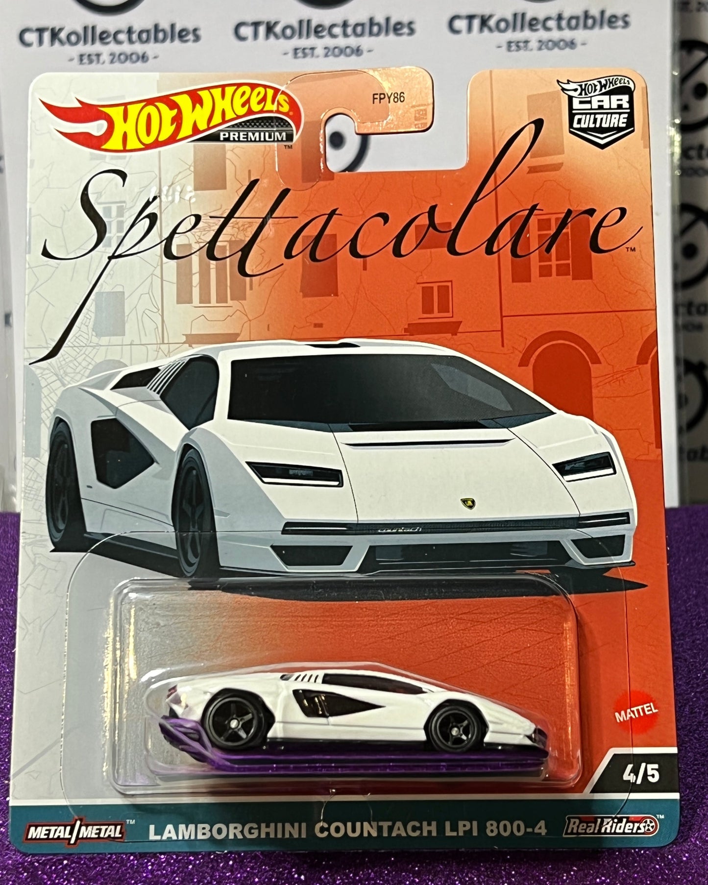 HOT WHEELS MATTEL SPETTACOLARE   4/5  LAMBORGHINI COUNTACH LP1 800-4  REAL RIDERS -  2022