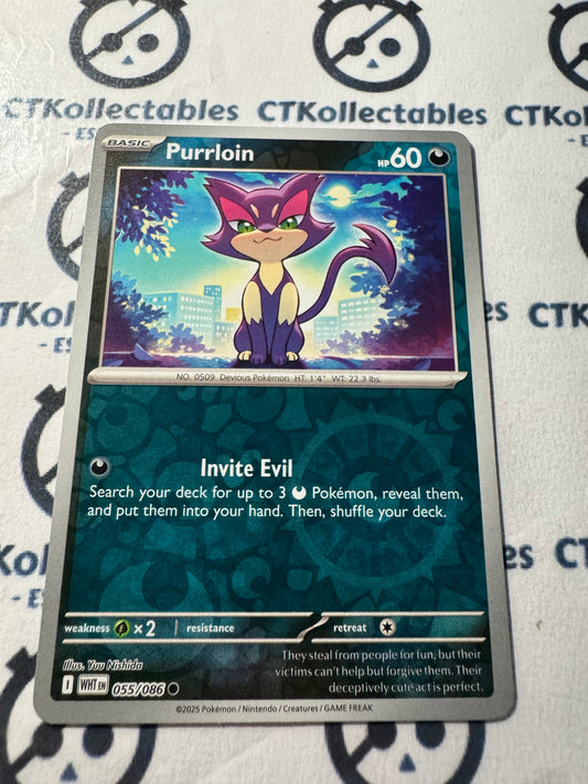 Purrloin Reverse Holo Scarlet & Violet White Flare #055/086 Pokemon