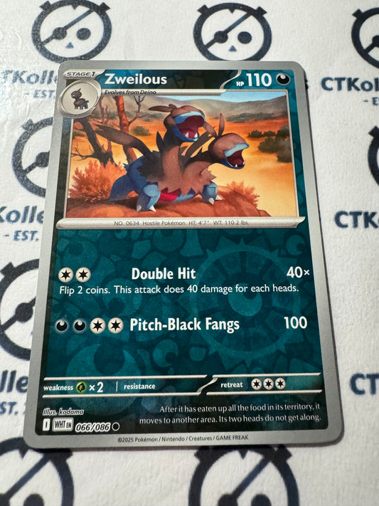 Zweilous Reverse Holo Scarlet & Violet White Flare #066/086 Pokemon