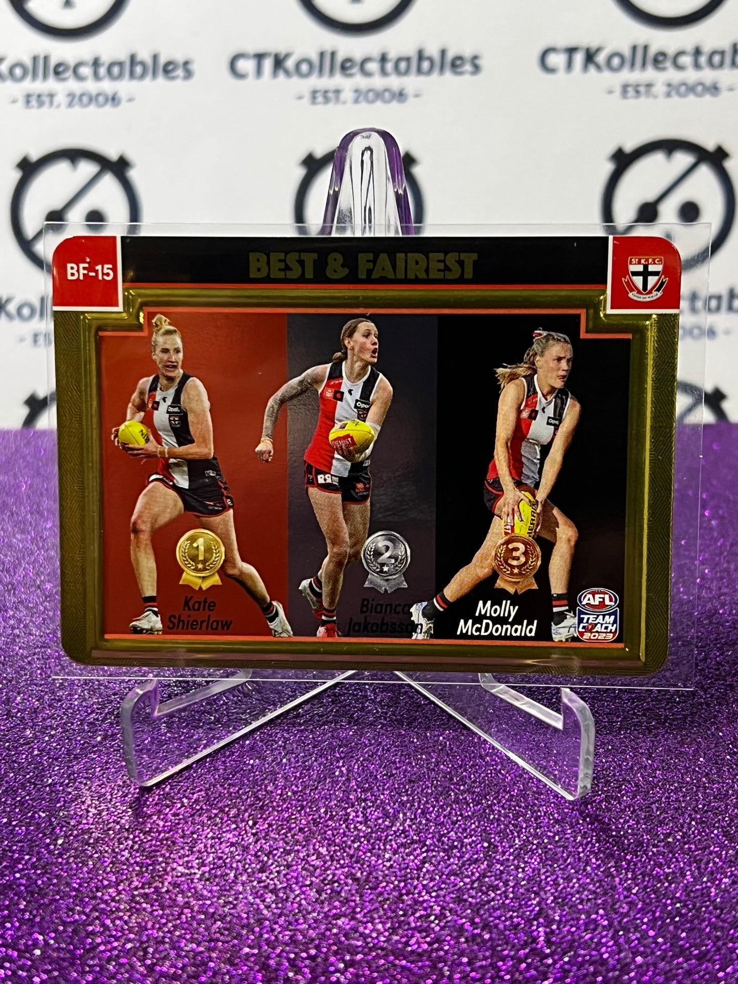 2023 AFLW TEAMCOACH BEST & FAIREST # BF-15  ST KILDA GOLD CARD