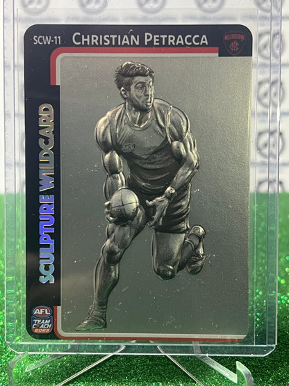 2025 AFL TEAMCOACH CHRISTIAN PETRACCA # SCW-11 SCULPTURE WILDCARD SILVER MELBOURNE DEMONS CARD