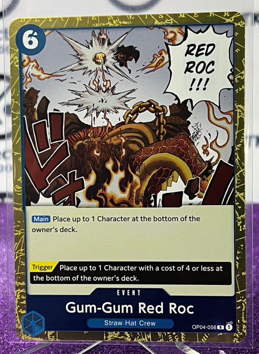 ONE PIECE CARD GAME GUM-GUM RED ROC # OP04-056 R  RARE FOIL GOLD CARD 2023