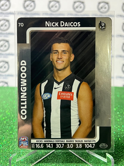 2025 AFL TEAMCOACH NICK DAICOS # 70 SILVER COLLINGWOOD MAGPIES CARD