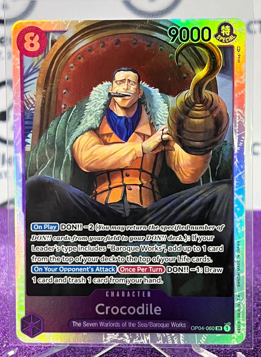 ONE PIECE CARD GAME CROCODILE # OP04-060 SR SUPER RARE FOIL CARD 2023