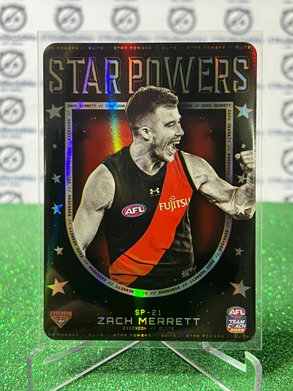 2025 AFL TEAMCOACH ZACH MERRETT # SP-21 STAR POWERS ESSENDON BOMBERS CARD