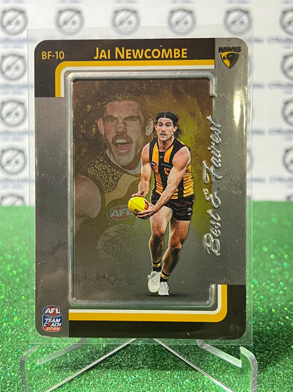 2025 AFL TEAMCOACH JAI NEWCOMBE # BF-10 BEST & FAIREST SILVER HAWTHORN HAWKS CARD