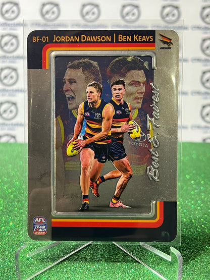2025 AFL TEAMCOACH JORDAN DAWSON BEN KEAYS # BF-01 BEST & FAIREST SILVER ADELAIDE CROWS CARD