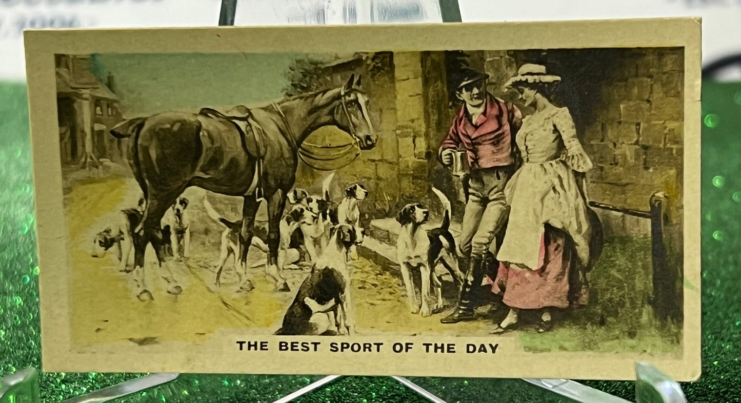 1924 CAVANDERS CIGARETTES CARD THE HOMELAND SERIES HAND COLOURED REAL PHOTOS # 8 THE BEST SPORT OF THE DAY HORSE RELATED