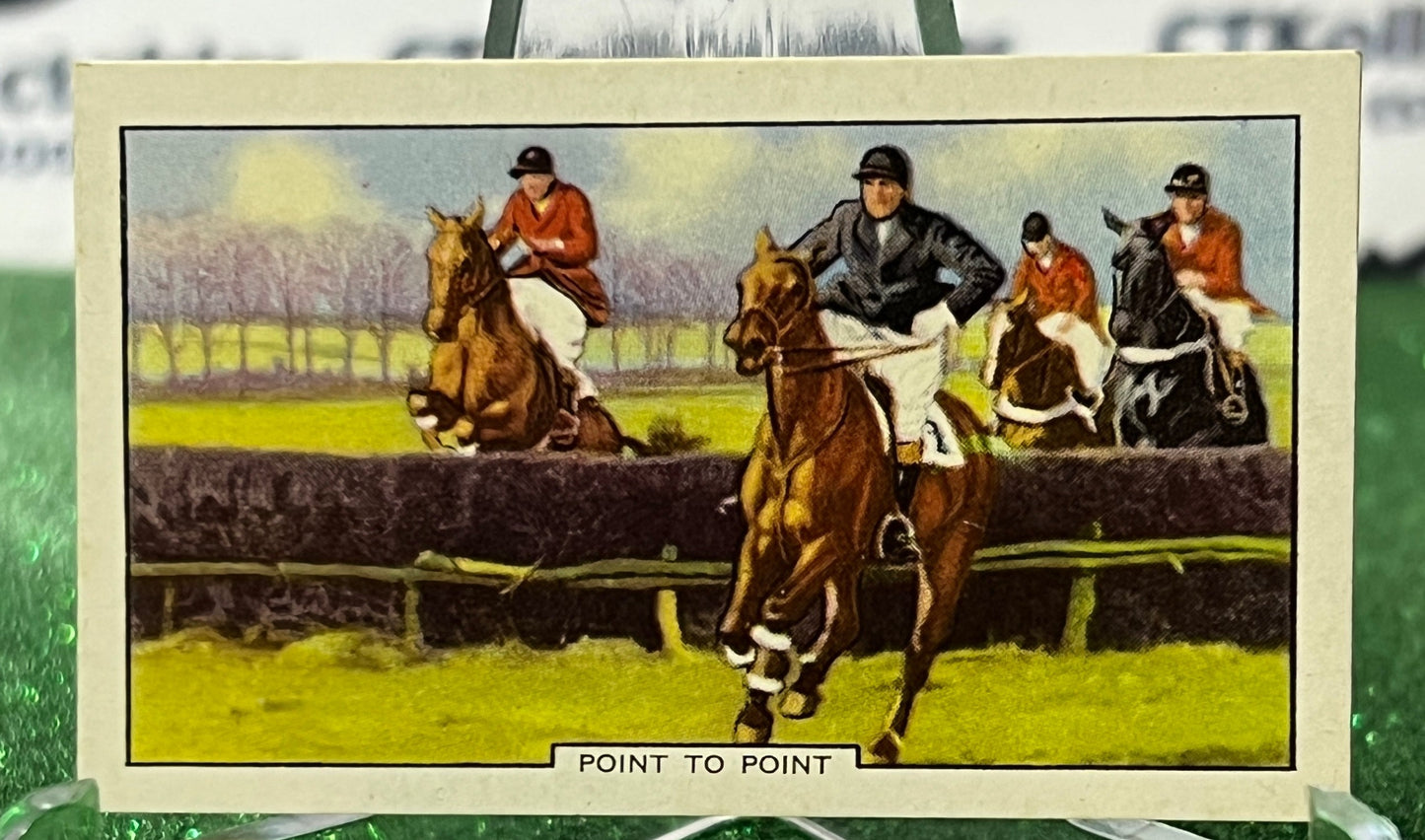 1938 GALLAHER  LTD TOBACCO CARD RACING SCENES # 11 POINT-TO-POINT HORSE RELATED