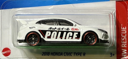 HOT WHEELS MATTEL 2018 HONDA CIVIC TYPE R 4/10  HW RESCUE 215/250  POLICE -  2021