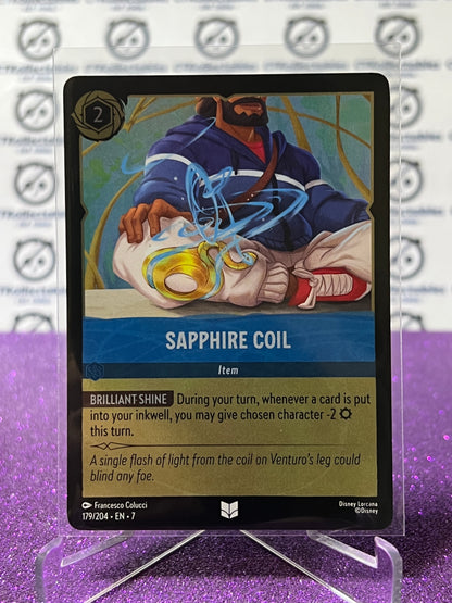 2025 DISNEY LORCANA ARCHAZIA'S ISLAND SAPPHIRE COIL # 179/204  UNCOMMON COLD FOIL GAME CARD