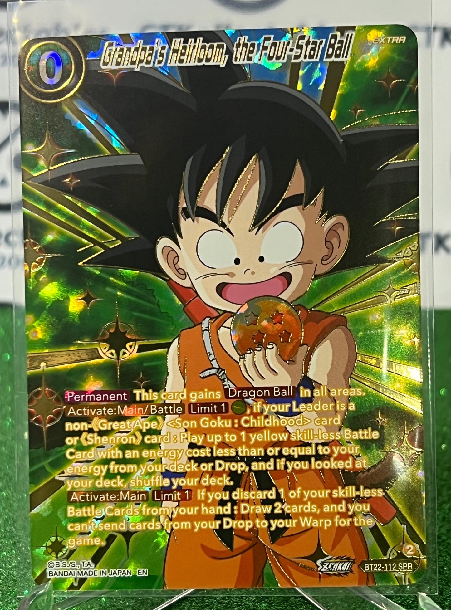 DRAGON BALL SUPER GRANDPA'S HEIRLOOM, THE FOUR STAR BALL # BT22-112 SPR  FOIL ANIME CARD 2023