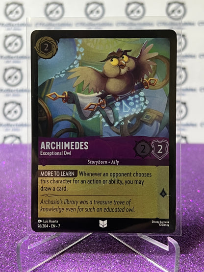 2025 DISNEY LORCANA ARCHAZIA'S ISLAND ARCHIMEDES # 76/204  UNCOMMON COLD FOIL GAME CARD