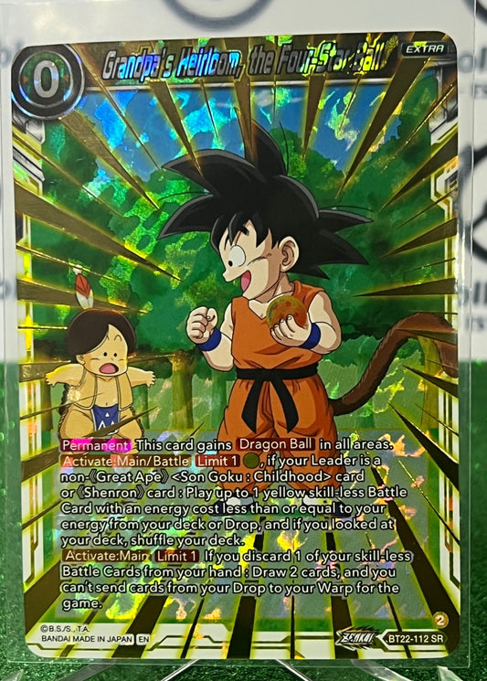 DRAGON BALL SUPER GRANDPA'S HEIRLOOM, THE FOUR STAR BALL # BT22-112 SR  FOIL ANIME CARD 2023