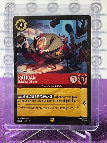 2025 DISNEY LORCANA ARCHAZIA'S ISLAND RATIGAN # 143/204 LEGENDARY NON-FOIL GAME CARD