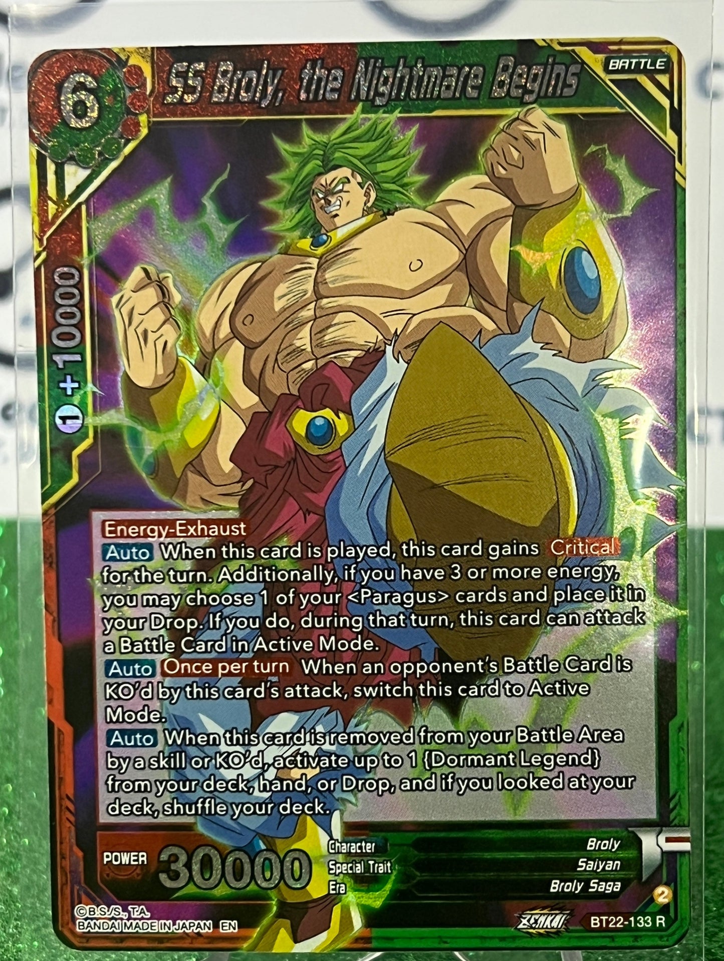 DRAGON BALL SUPER SS BROLY, THE NIGHTMARE BEGINS # BT22-133 R RARE FOIL ANIME CARD 2023