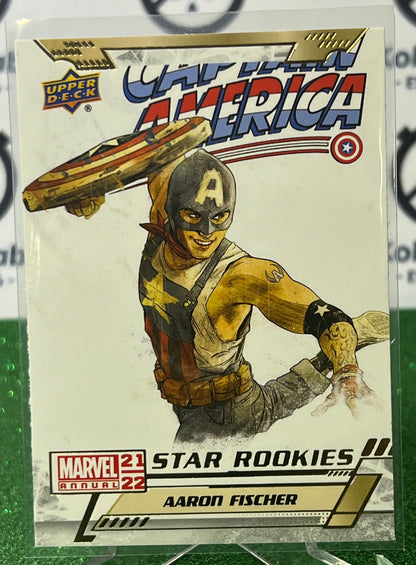 2021-22 MARVEL ANNUAL UPPER DECK CAPTAIN AMERICA AARON FISCHER # SR 1 STAR ROOKIE NON-SPORT TRADING CARD