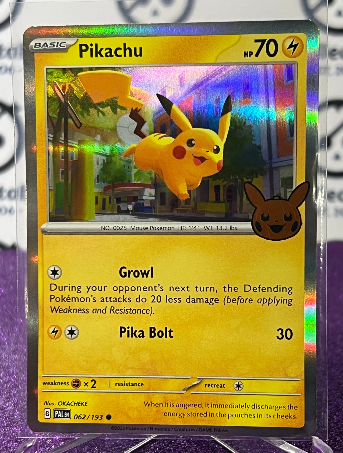 2023 TRICK OR TRADE POKEMON CARD PIKACHU # 062/193 HALLOWEEN BOOSTER HOLO