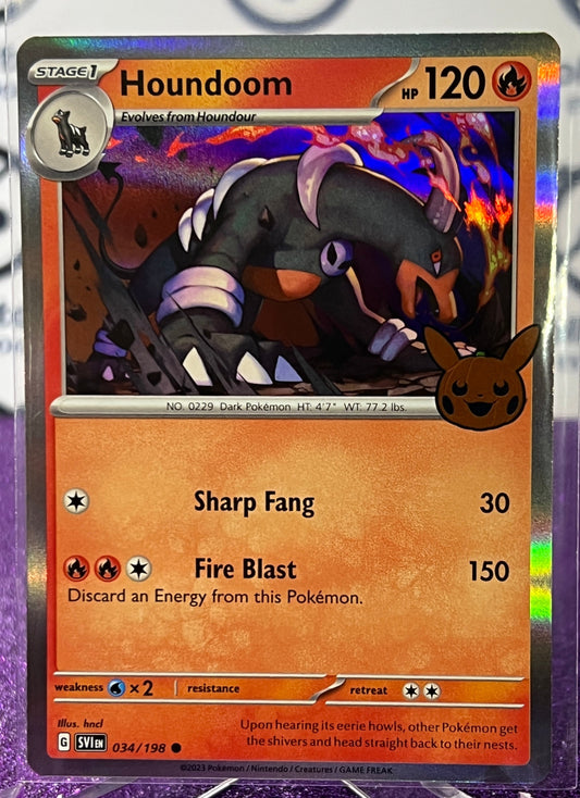 2023 TRICK OR TRADE POKEMON CARD HOUNDOOM # 034/198 HALLOWEEN BOOSTER HOLO