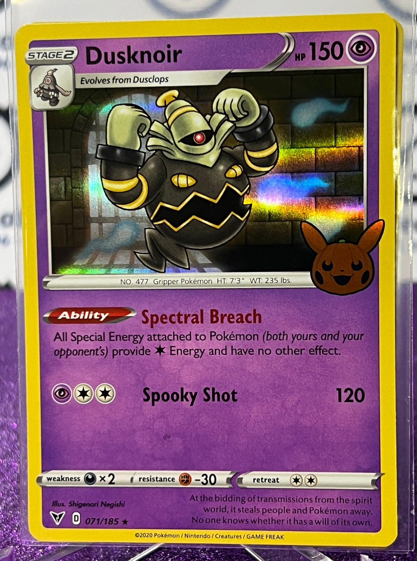 2023 TRICK OR TRADE POKEMON CARD DUSKNOIR # 071/185 HALLOWEEN BOOSTER HOLO