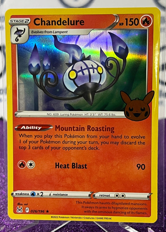 2023 TRICK OR TRADE POKEMON CARD CHANDELURE # 026/196 HALLOWEEN BOOSTER HOLO