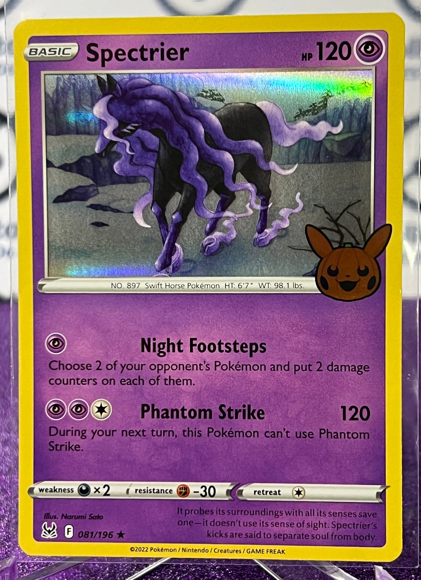 2023 TRICK OR TRADE POKEMON CARD SPECTRIER # 081/196 HALLOWEEN BOOSTER HOLO