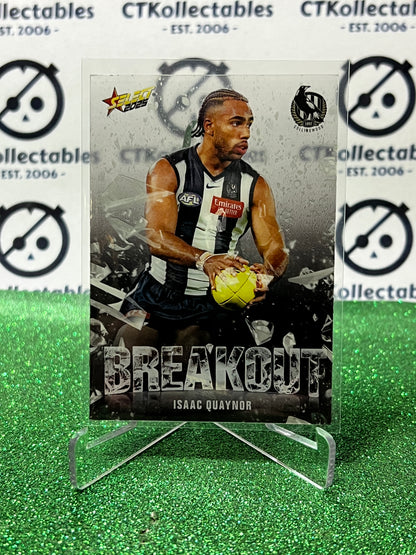 2025 AFL SELECT FOOTY STARS ISAAC QUAYNOR # B20 BREAKOUT COLLINGWOOD MAGPIES CARD