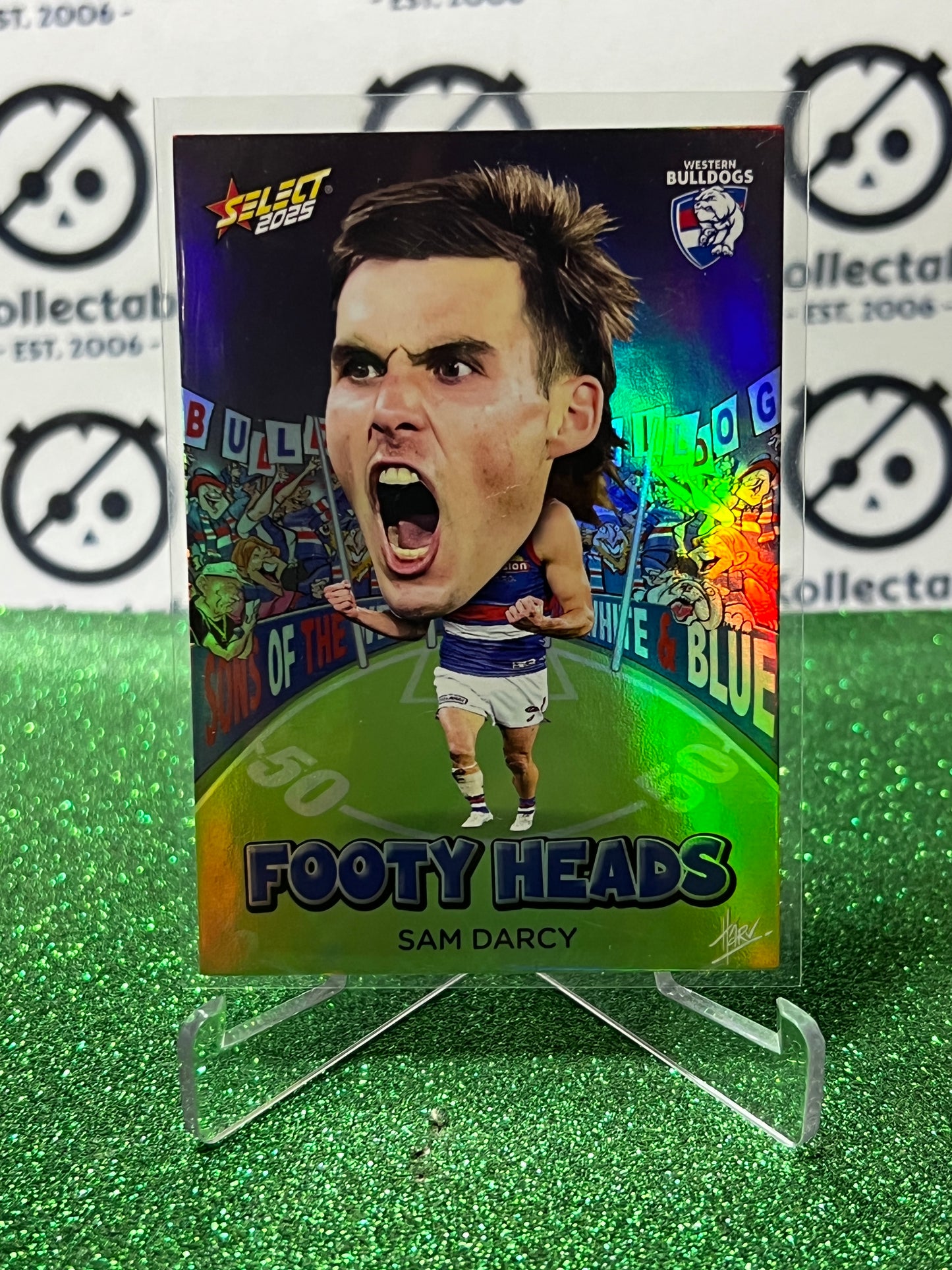 2025 AFL SELECT FOOTY STARS SAM DARCY # FH104 FOOTY HEADS WESTERN BULLDOGS CARD