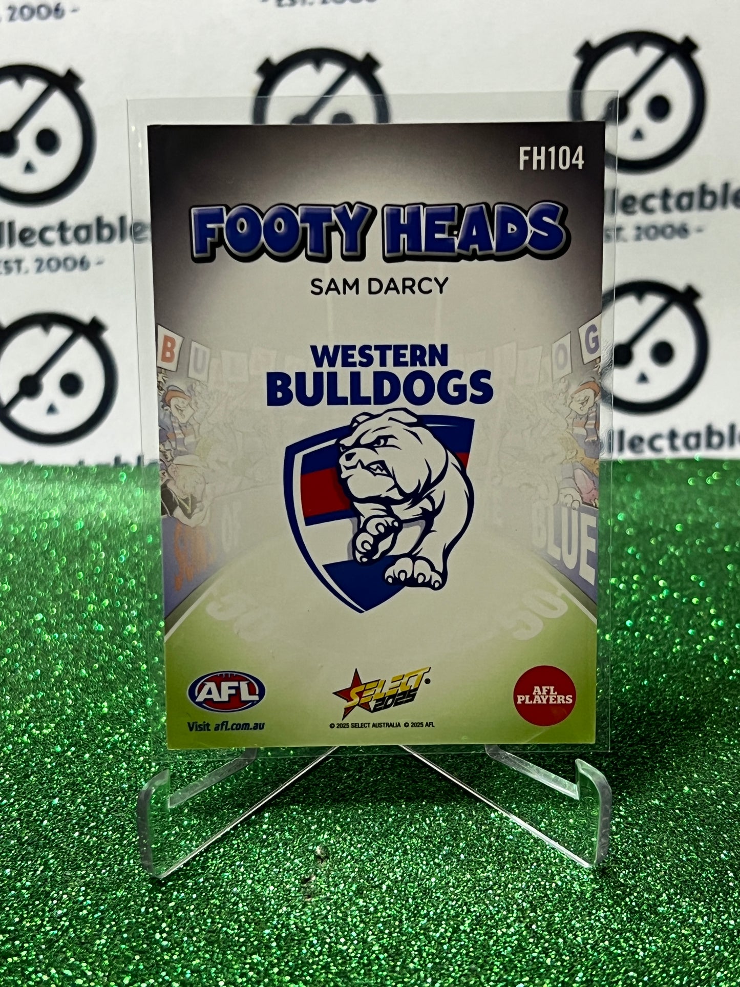 2025 AFL SELECT FOOTY STARS SAM DARCY # FH104 FOOTY HEADS WESTERN BULLDOGS CARD