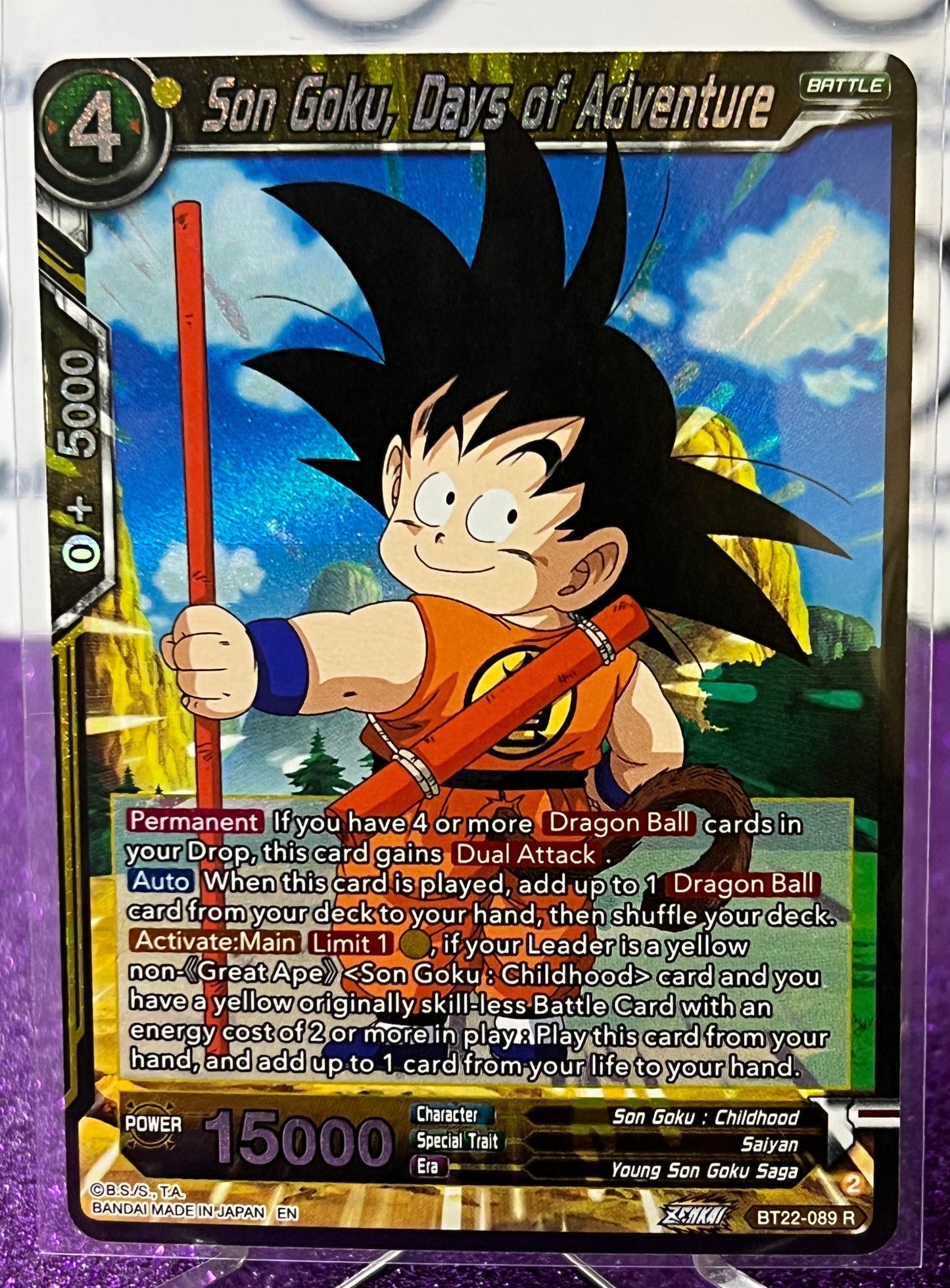 DRAGON BALL SUPER SON GOKU, DAYS OF ADVENTURE # BT22-089 R     FOIL ANIME CARD 2023