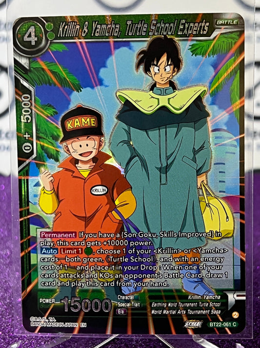 DRAGON BALL SUPER KRILLIN & YAMCHA, TURTLE SCHOOL EXPERTS # BT22-061 C   FOIL ANIME CARD 2023