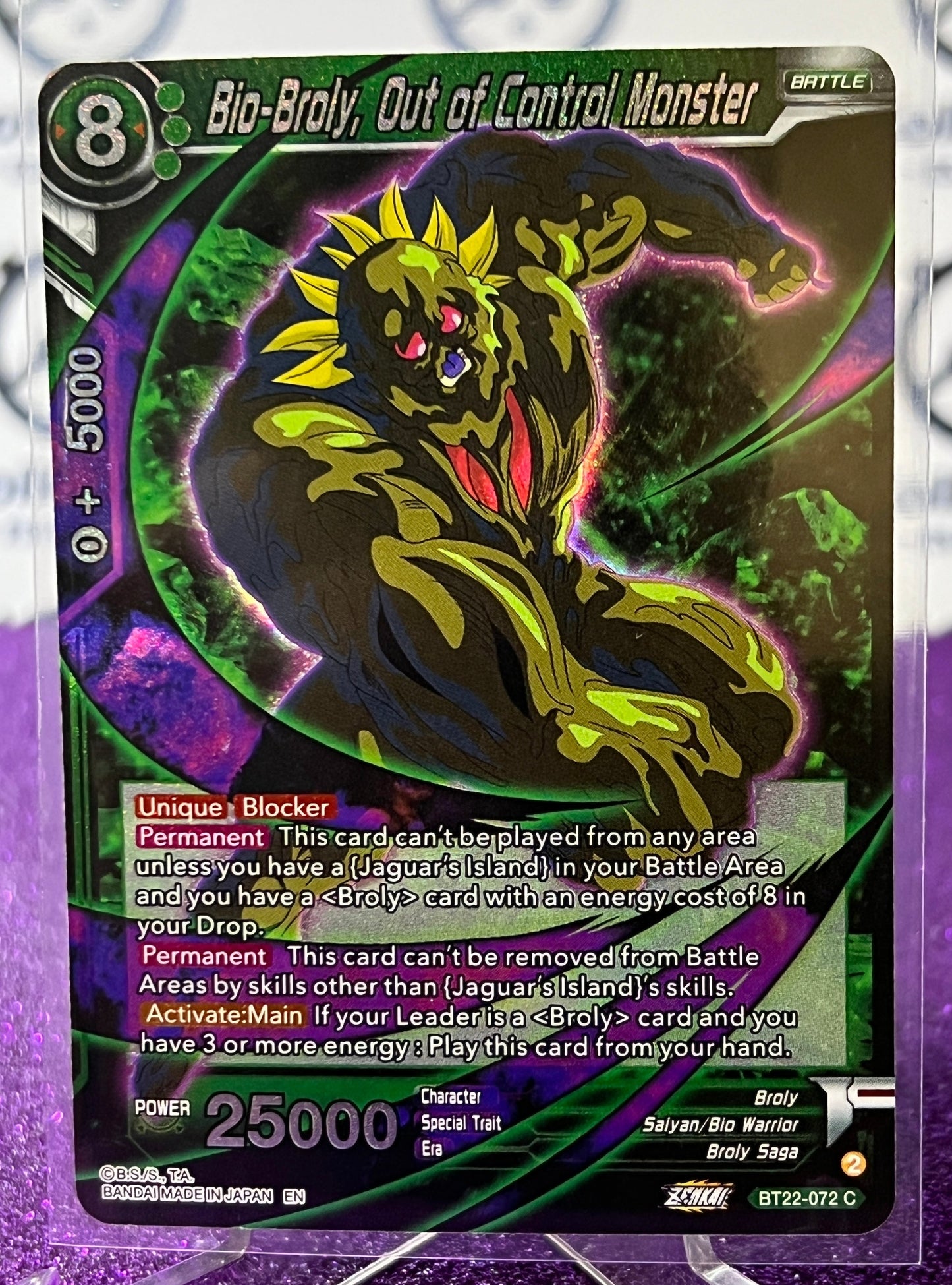 DRAGON BALL SUPER BIO-BROLY, OUT OF CONTROL MONSTER # BT22-072 C   FOIL ANIME CARD 2023