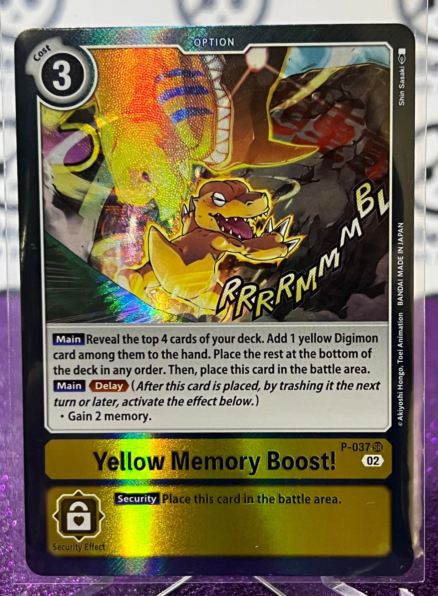 DIGIMON CARD GAME YELLOW MEMORY BOOST # P-037 PROMO SR 2 FOIL GOLD CARD 2023