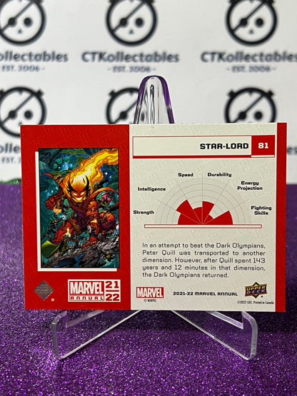 2021-22 MARVEL ANNUAL UPPER DECK STAR-LORD # 81 NON-SPORT TRADING CARD