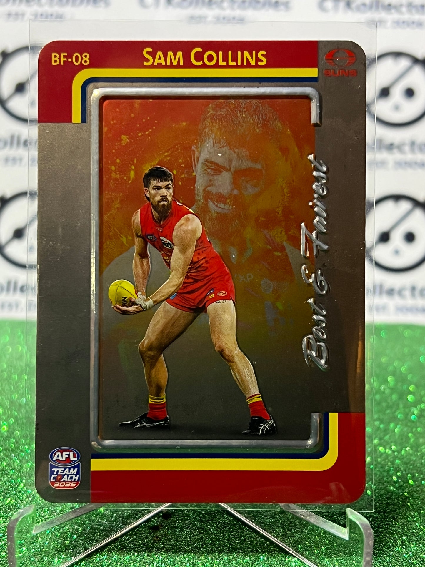 2025 AFL TEAMCOACH SAM COLLINS # BF-08 BEST & FAIREST GC SUNS CARD