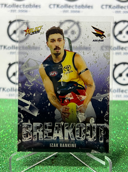 2025 AFL SELECT FOOTY STARS IZAK RANKINE # B4 BREAKOUT ADELAIDE CROWS CARD