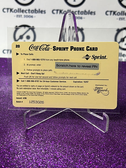 1996 COCA-COLA  $1 SPRINT PHONE CARD # 20 ALWAYS COLLECTABLE ISSUED 4/96 NM SANTA CLAUSE IT'S CHRISTMAS IN JULY !!