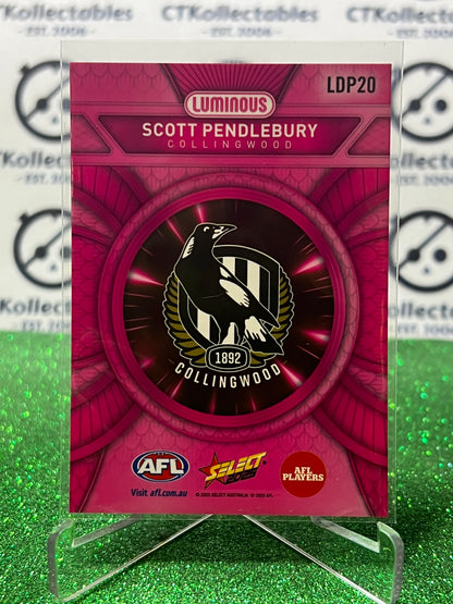 2025 AFL SELECT FOOTY STARS SCOTT PENDLEBURY # LDP20 PINK LUMINOUS COLLINGWOOD MAGPIES CARD