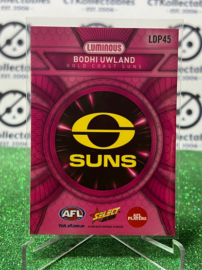 2025 AFL SELECT FOOTY STARS BODHI UWLAND # LDP45 PINK LUMINOUS GOLD COAST SUNS CARD