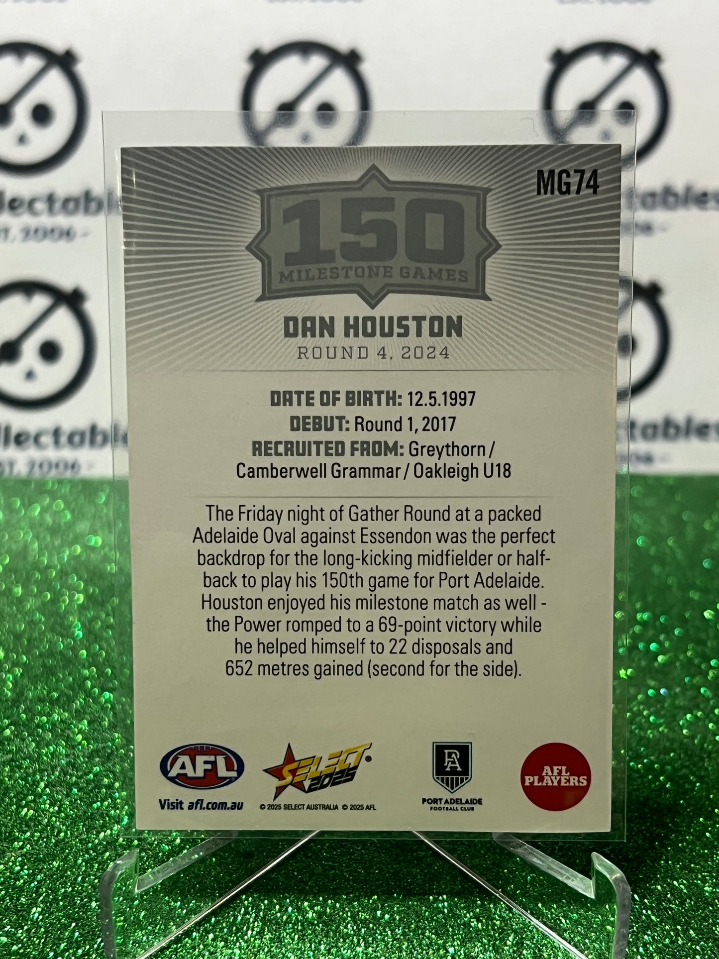 2025 AFL SELECT FOOTY STARS DAN HOUSTON # MG74 MILESTONE PORT ADELAIDE POWER CARD