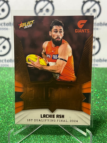 2025 AFL SELECT FOOTY STARS LACHIE ASH # MG49 MILESTONE GWS GIANTS CARD