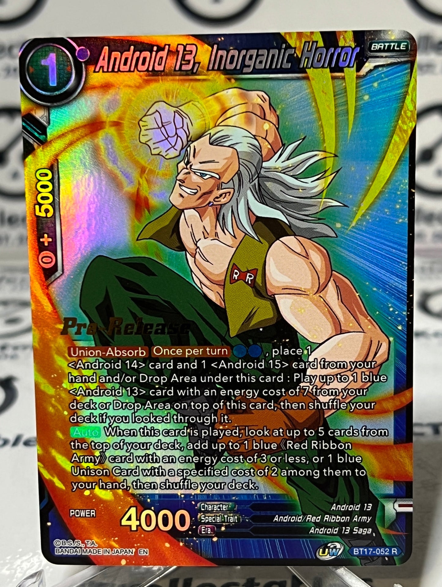 DRAGON BALL ANDROID 13, INORGANIC HORROR # BT17-052 R  PRE-RELEASE FOIL CARD