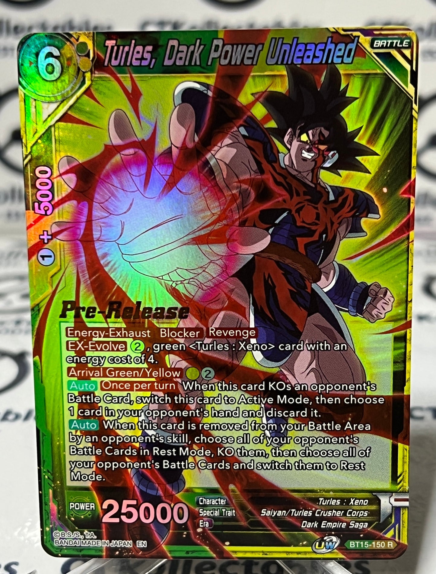 DRAGON BALL TURLES, DARK POWER UNLEASHED # BT15-150 R  PRE-RELEASE FOIL CARD