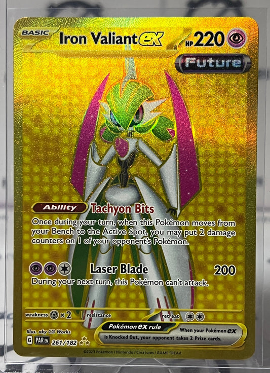 2023 SCARLET & VIOLET PARADOX RIFT POKEMON CARD IRON VALIANT # 261/182 FULL ART GOLD