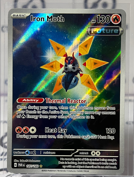 2023 SCARLET & VIOLET PARADOX RIFT POKEMON CARD IRON MOTH # 187/182 FULL ART